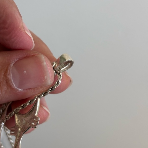 VTG Mid Century Modern 925 Sterling Silver Necklace Abstract Cat Pendant - Picture 6 of 9